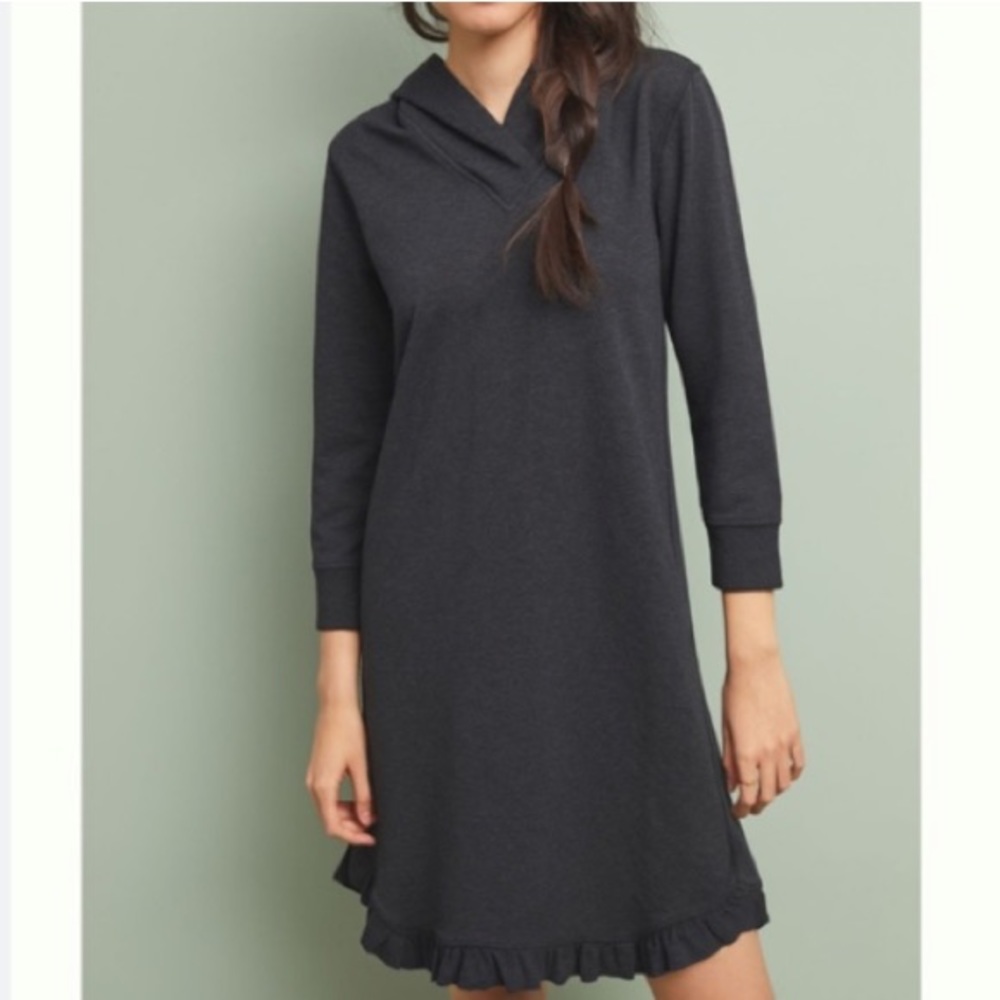 Sundays Anthropologie Avery Hooded Mini Sweatshirt Dress, Size Small, Charcoal
